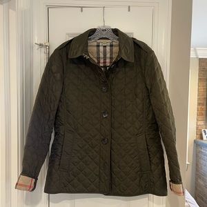 Burberry Diamond Quilted Jacket (Color: Dark Olive Green)